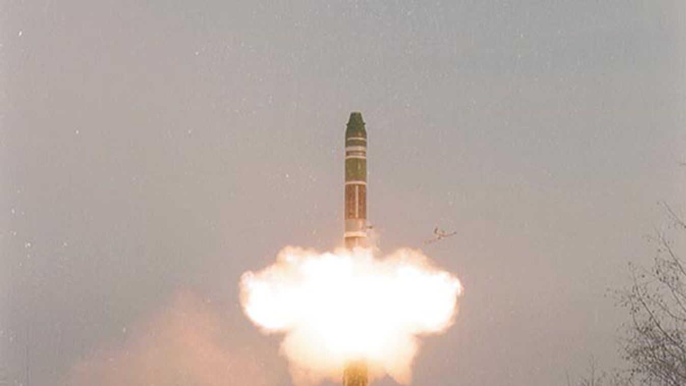 A training launching of a solid-propellant intercontinental ballistic missile rs-22b (ss-24) from a combat railway missile complex , russian strategic missile forces were formed in december 17,1959 , they proved their combat effectiveness in the mode