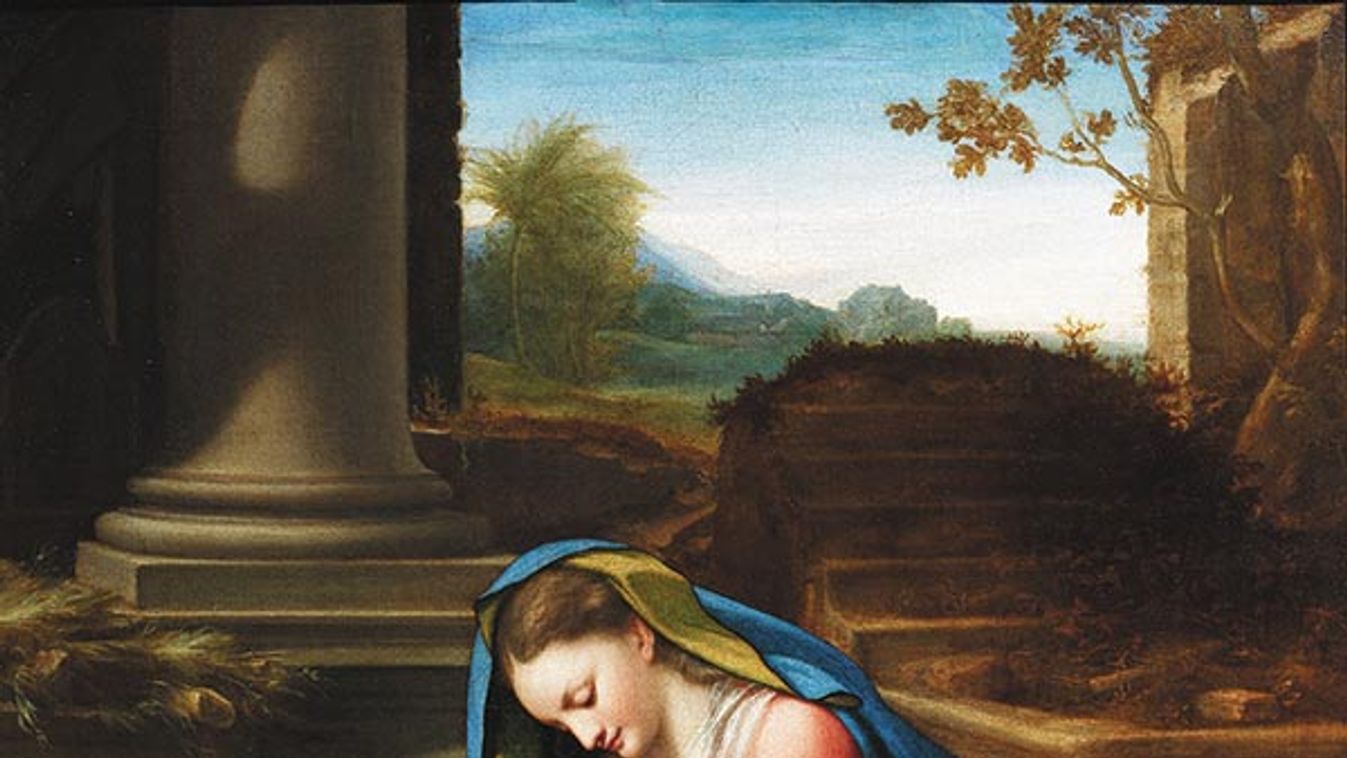 Correggio, Maria das Christkind anbetend