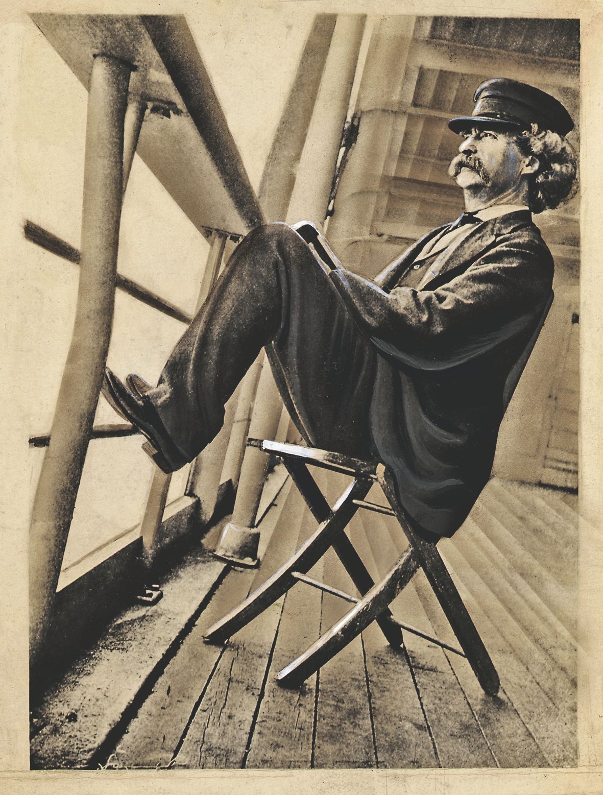 Mark Twain on Ship Deck