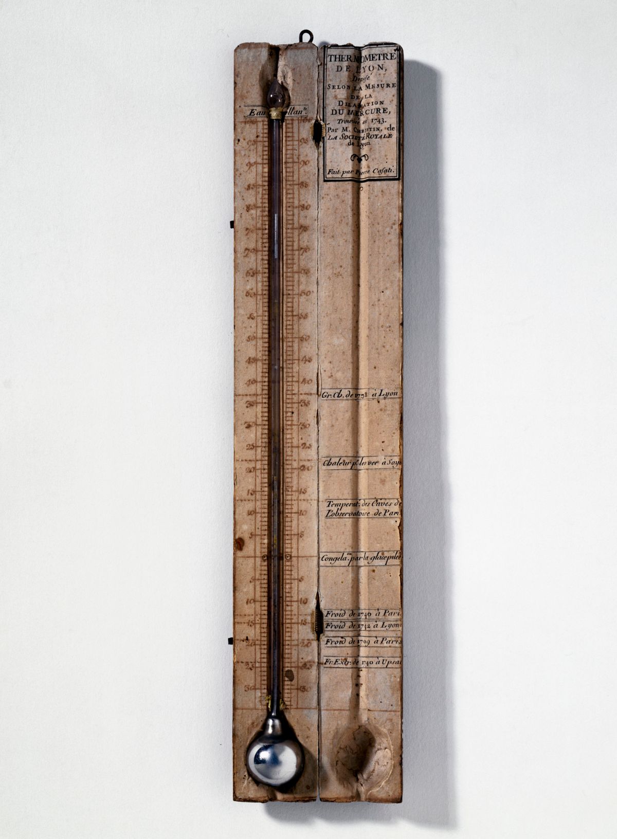 Mercury-in-glass thermometer, French, c 1790.