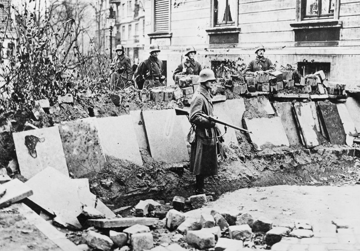 German Soldiers Guarding Area of Siege