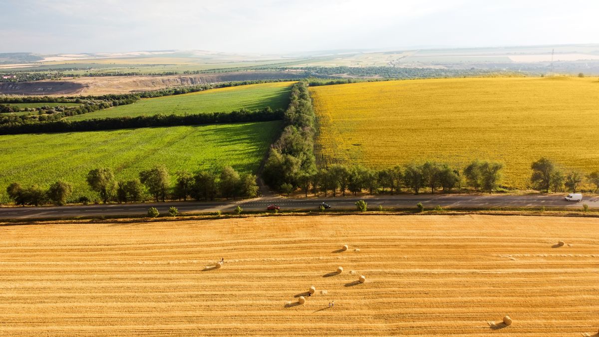 Aerial drone view of nature in Moldova