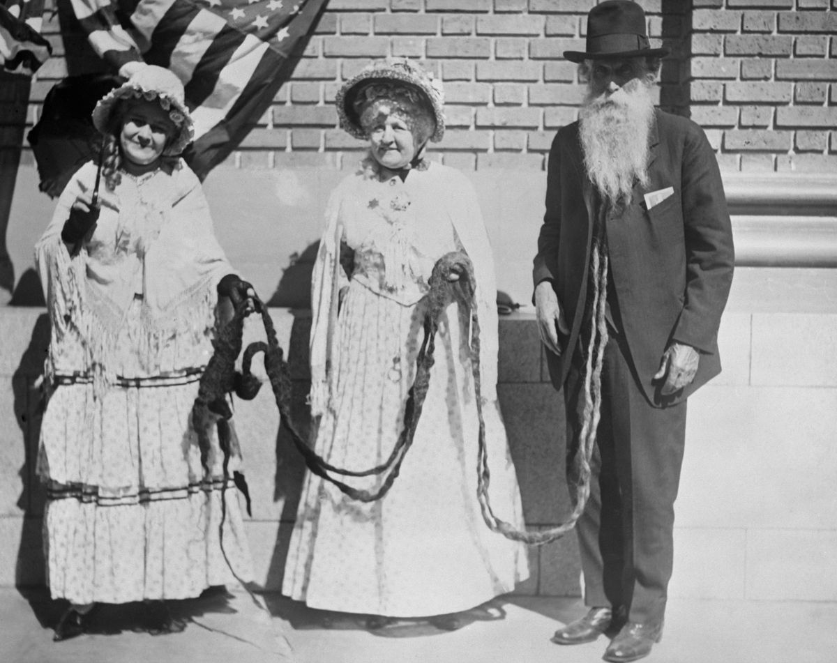 Man with Longest Beard Being Honored