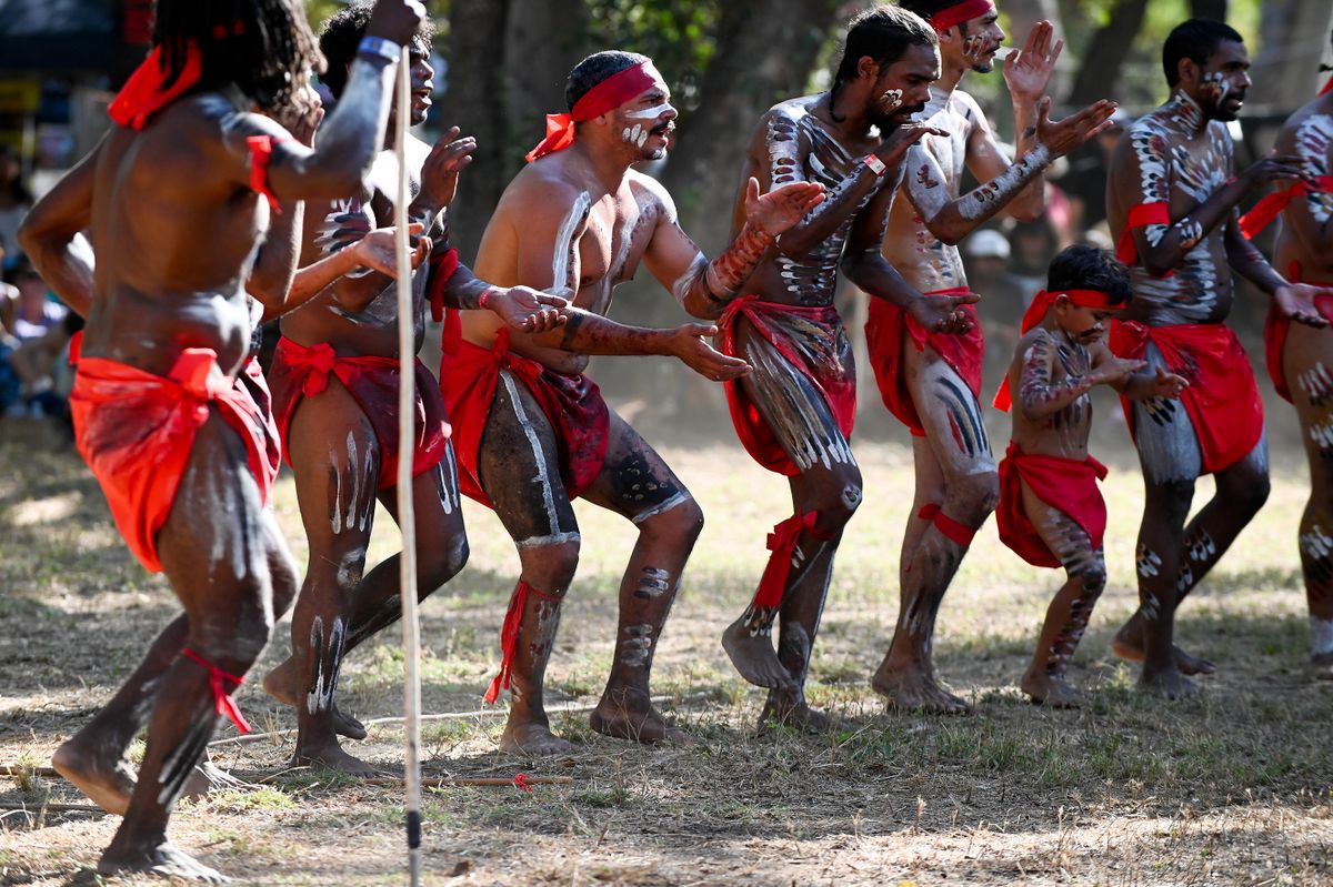 Laura,qld,-,July,08,2023:indigenous,Australians,Men,On,Ceremonial,Dance