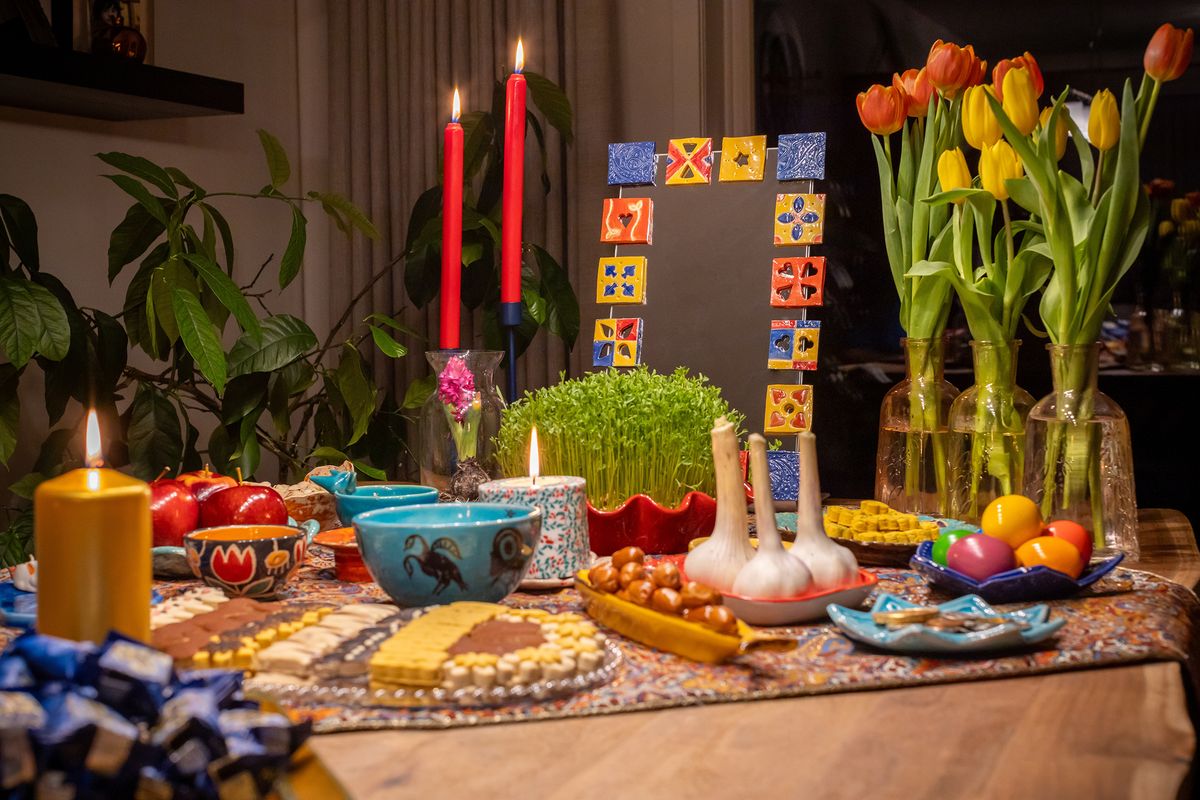 Haft,Seen,Traditional,Table,Of,Nowruz.,Haft-seen,Also,Spelled,As